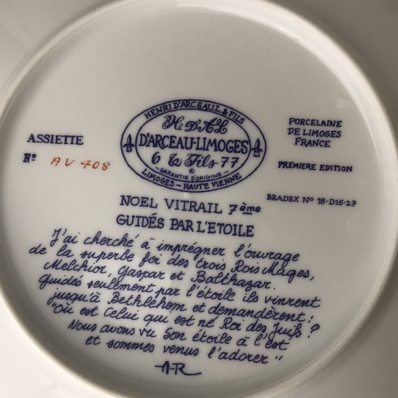 Vintage Henri D’arceau limoges porcelain 1977 Christmas plate 1st edition - Picture 3 of 15